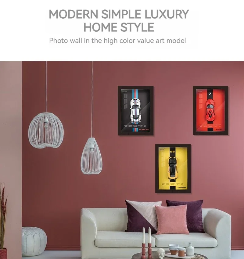 

1:32 Photo Frame Version Alloy Metal Sports Car Model Simulation 3D Racing Car Hanging Painting Collection Kids Christmas Gifts