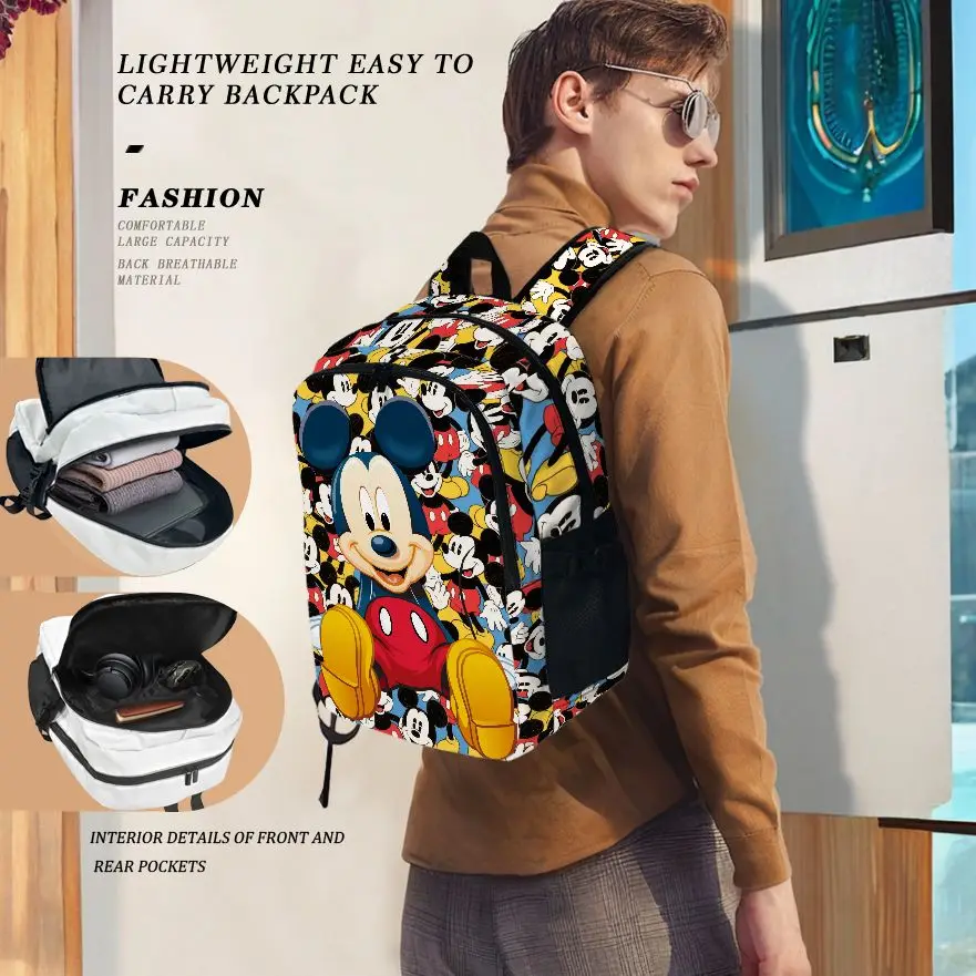 1pcs Disney Mickey Laptop Backpack, Fashionable and Simple, Gift-Friendly, Unisex Couple Style, Large Capacity, High-Quality