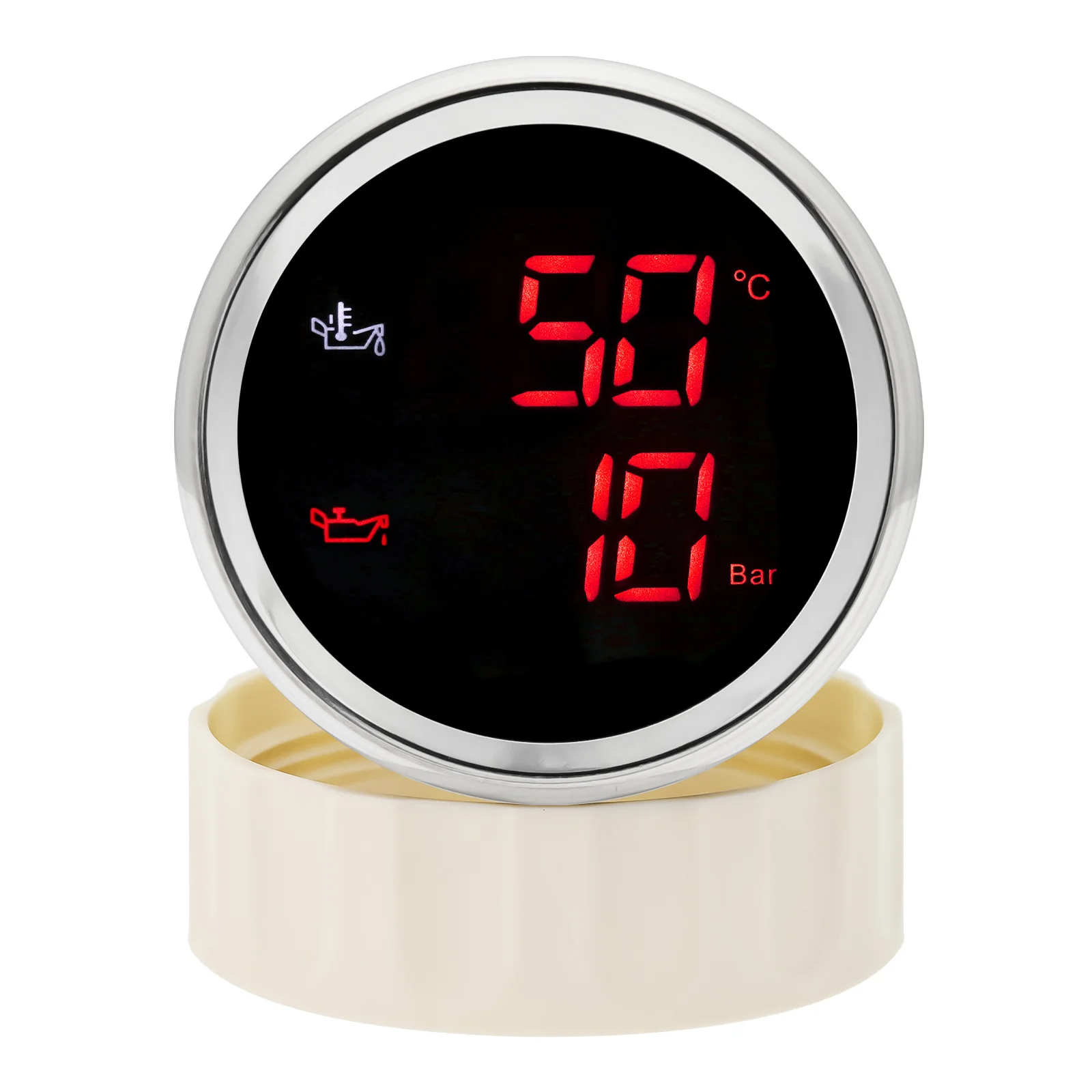 50 ~ 150 درجة مئوية مقياس درجة حرارة الزيت + 0-10 بار مقياس ضغط الزيت مع إنذار أو مع جهاز استشعار 52 مللي متر مقياس المؤشر الرقمي #2