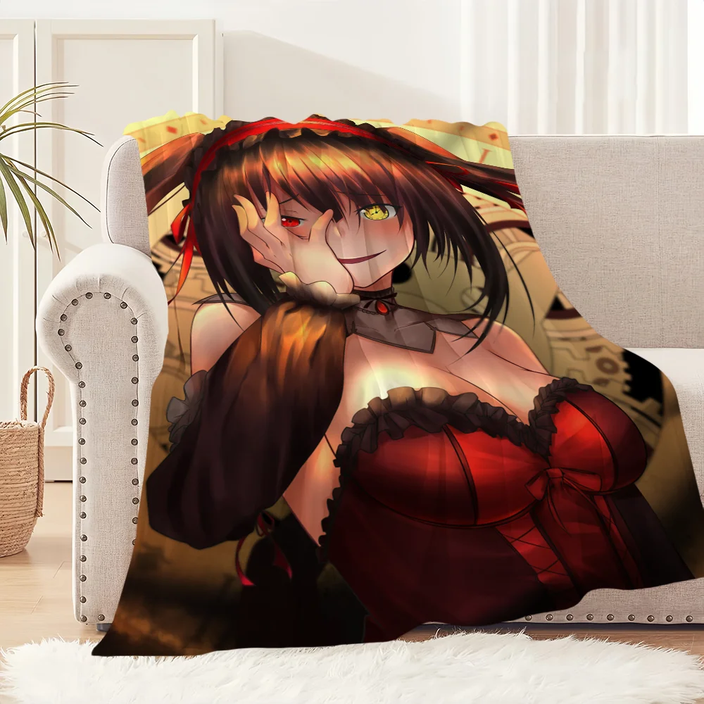 Manta de Anime t-tokisaki Kurumi para niña, felpa suave y cómoda para siesta, adecuada para sala de estar, oficina, dormitorio, cumpleaños, hogar, regalo para niños