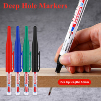 3/4Pcs/Set 32mm Deep Hole Markers Bathroom Glass Tile Woodworking Decoration Multi-purpose Permanent Long Tip Metal Marker Pens