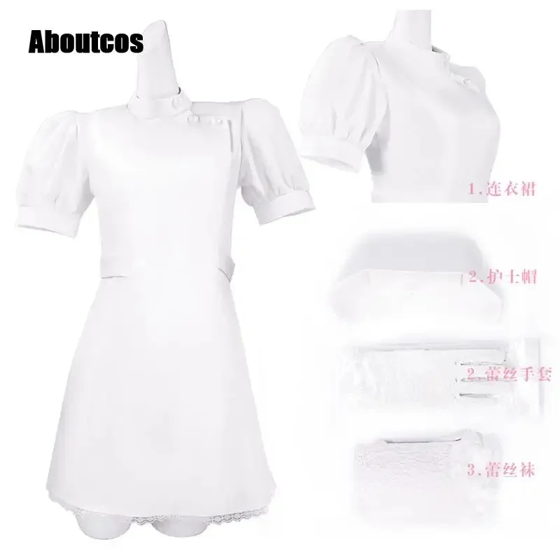 Aboutcos My Dress-Up Darling Marin Kitagawa, disfraz de Cosplay, uniforme de enfermera Kuroe Shizuku, conjunto de vestido de enfermera blanco y negro, traje de Anime