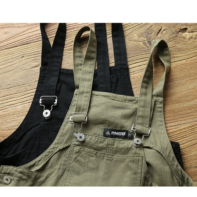 Heren Overalls Met Schouderbanden Amerikaanse Casual Multi Pocket Cargo Broek Katoen Losse Street Trend Broek Met Rechte Pijpen