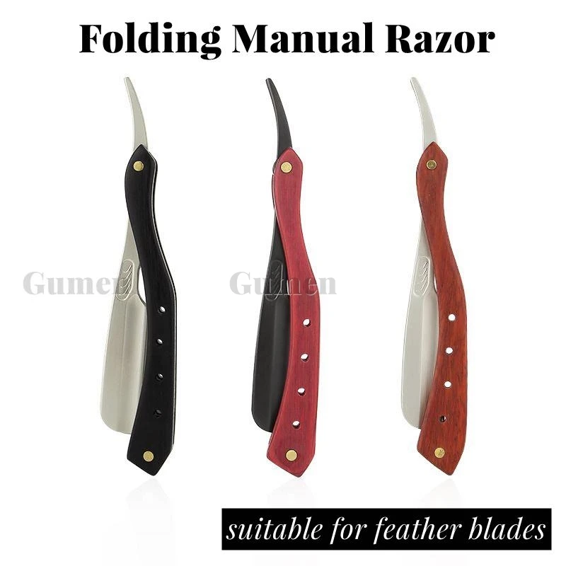 Retro Men's Shaving Razor Suitable For Feather Blades Folding Manual Knife Barber Shop Facial Beard Hair Eyebrow Repair Tools