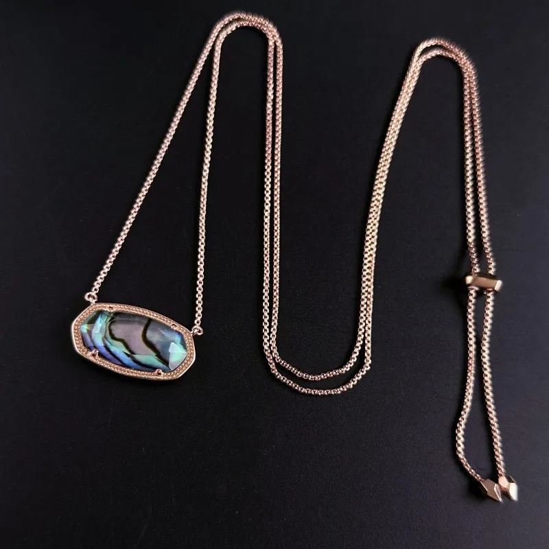 YEEVAA Colorful Abalone Shell Pendant Long Necklace Sweater Chain for Women, Fashion Jewelry, Unique Gifts(Pull-out Adjustment)