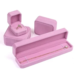 Pink Velvet Octagon Jewelry Box Necklaces Pendants Bracelets Box Rings Earrings Box Jewelry Storage Display Jewelry Package Case