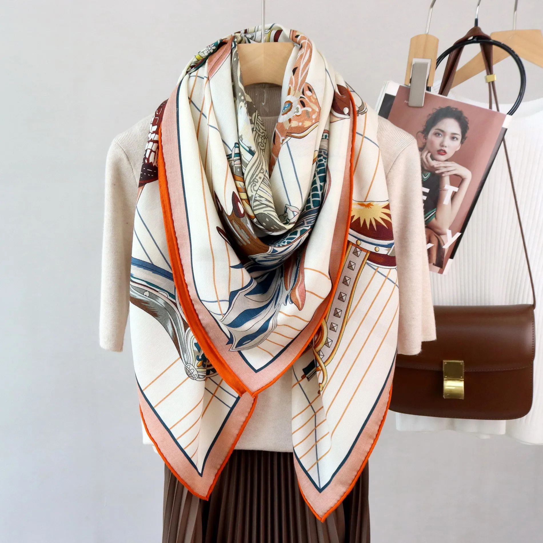 Winter Double Faced Scarf Luxury Shawls Warm Soft Pashmina Oversized Wrap Stole Scarves 135CM Cashmere