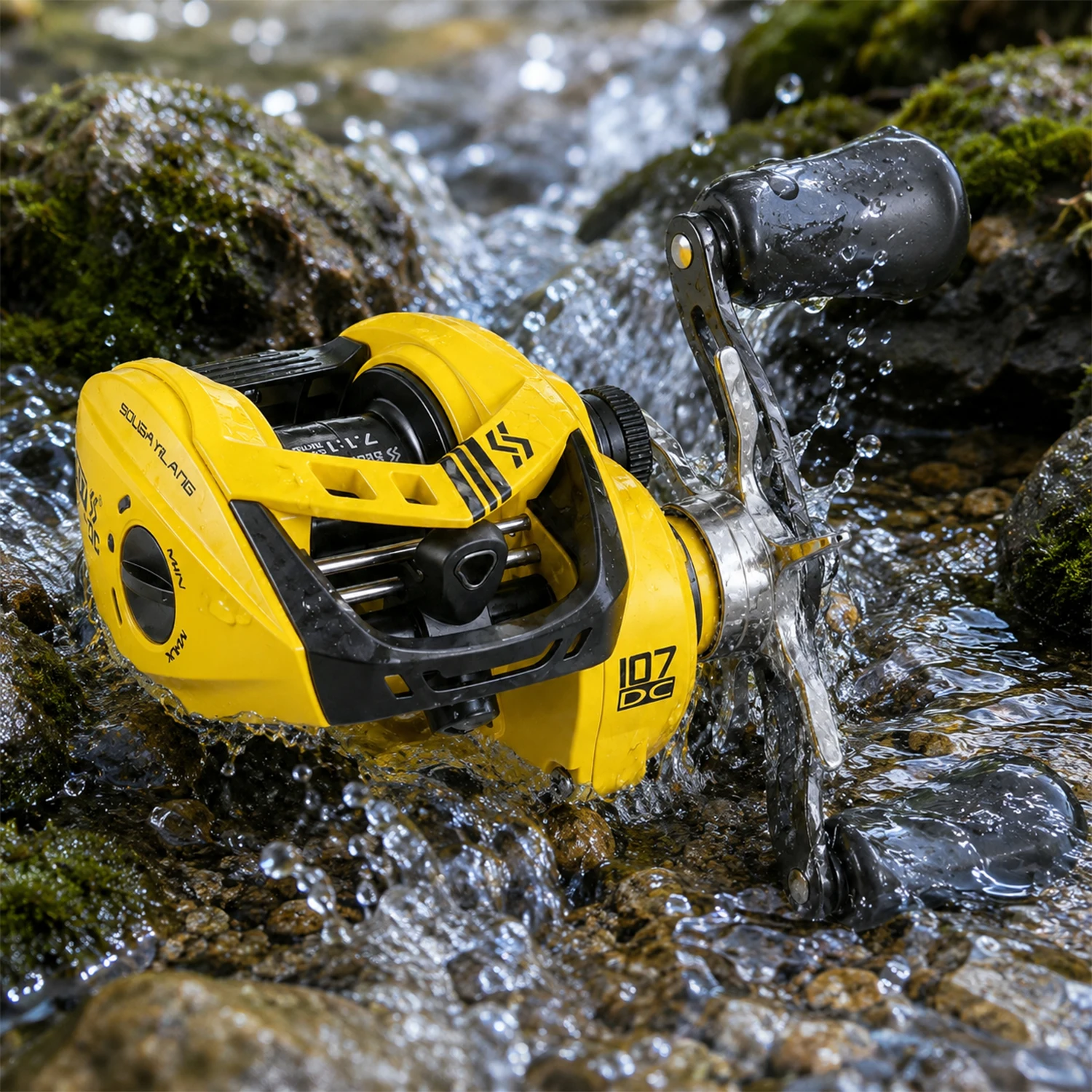 Sougayilang 107-DC Baitcasting-Rolle, Übersetzungsverhältnis 7,1:1, 6+1BB, leichte Angelrolle für lange Würfe, maximale Zugkraft 15 kg, Salzwasser, Süßwasser – Detail 1