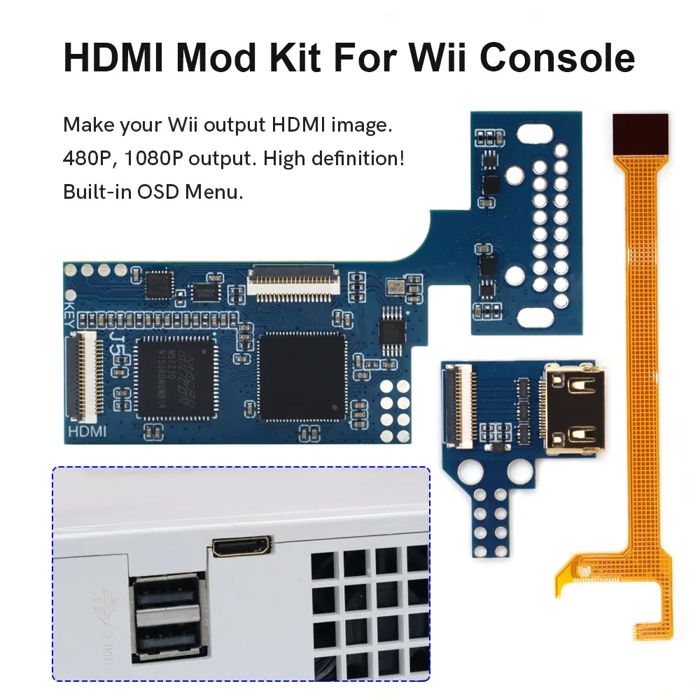 Hispeedido Internal Wii Digital HDMI MOD Kit Digital إلى Digital HDMI Mod Kit لوحدة التحكم Wii