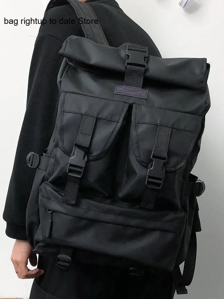 Advanced Sense Large Capacity Leisure Travel Workwear Rolled Mouth Waterproof College Student Backpack Laptop Bag for Men