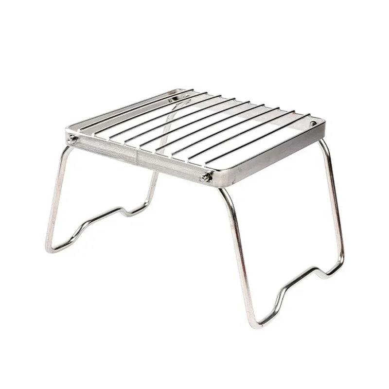 Folding Campfire Grill Stand Tourism Portable Camping Grill Grate Outdoor Cookware Multifunction BBQ Rack Wood Gas Stove Bracket