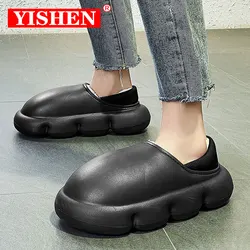 YISHEN Slippers Men Winter Chunky Cotton Shoes Indoor Warm Plush Waterproof Platform For Women Slides Solid Chaussons Hommes