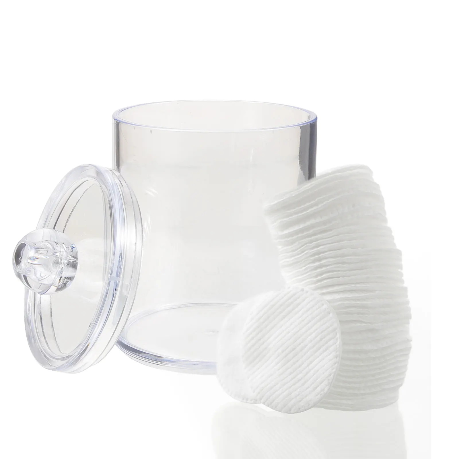 

2Pcs Cotton Swab Storage Box Transparent Acrylic Cotton Pads Organizer Protective Lid Makeup Desktop Storage Container