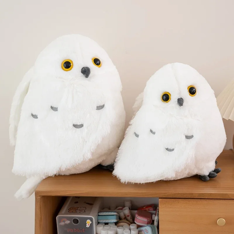 Bird Doll Stuffed White Owl Cartoon Fatty Plush Toy Like Ball Fuzzy Long Decor Prop Children Home Decoration Christmas Gift