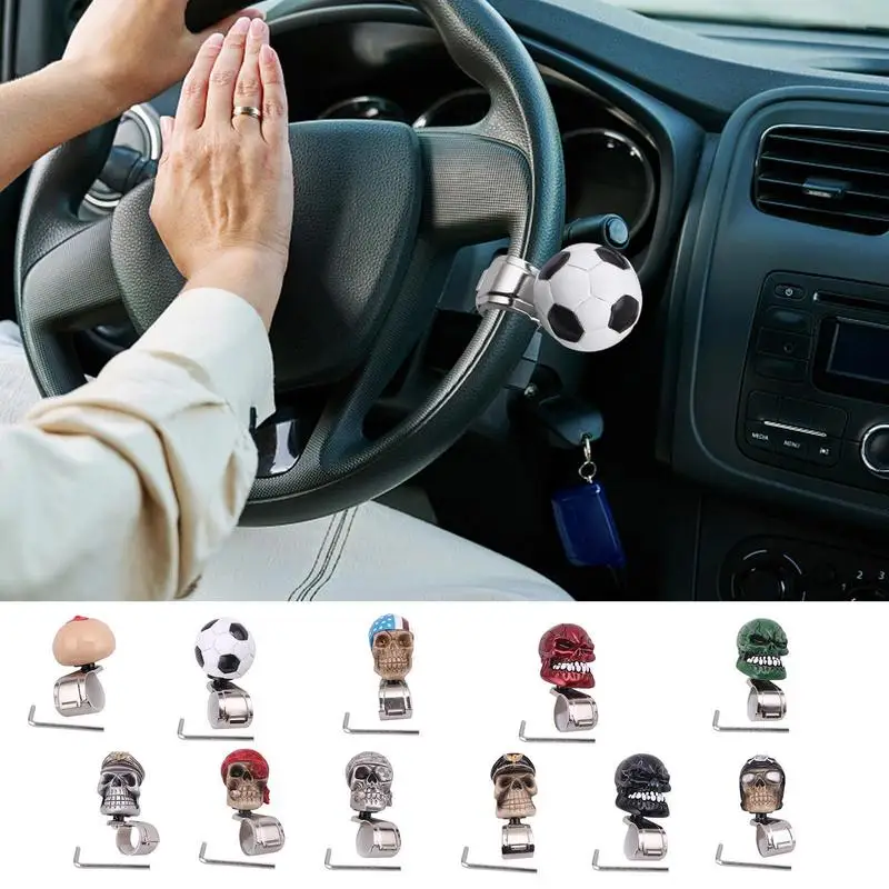 

Steering Wheel Spinner New Skull Head Car Knob Flexible Easy Install Spinner Rotation Anti-slip Steering Wheel Booster Tool