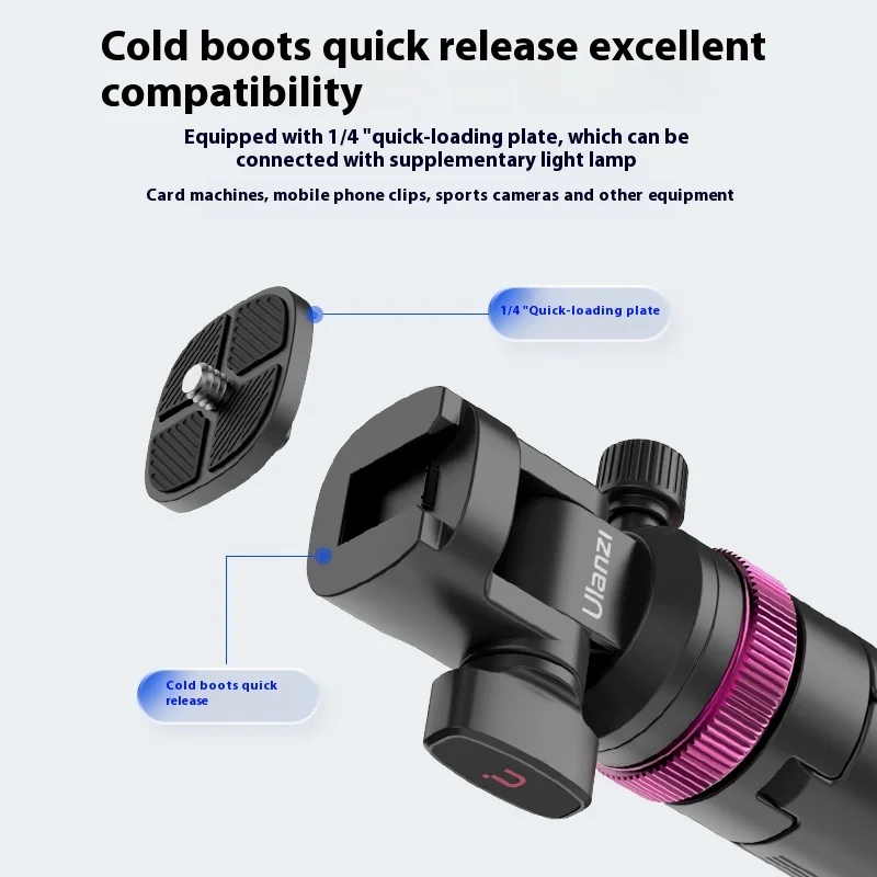 Ulanzi MT-89 2M Light Stand Quick Release Custom COB Fill Light Cold Shoe Mount 8-Section Extend Tripod for DSLR Action Camera