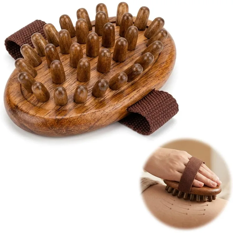 Acupressure Brush Wooden Body Brush for Lymph Drainage Relaxing Your Belly and Improving Blood Circulation, A Handy Massage Tool