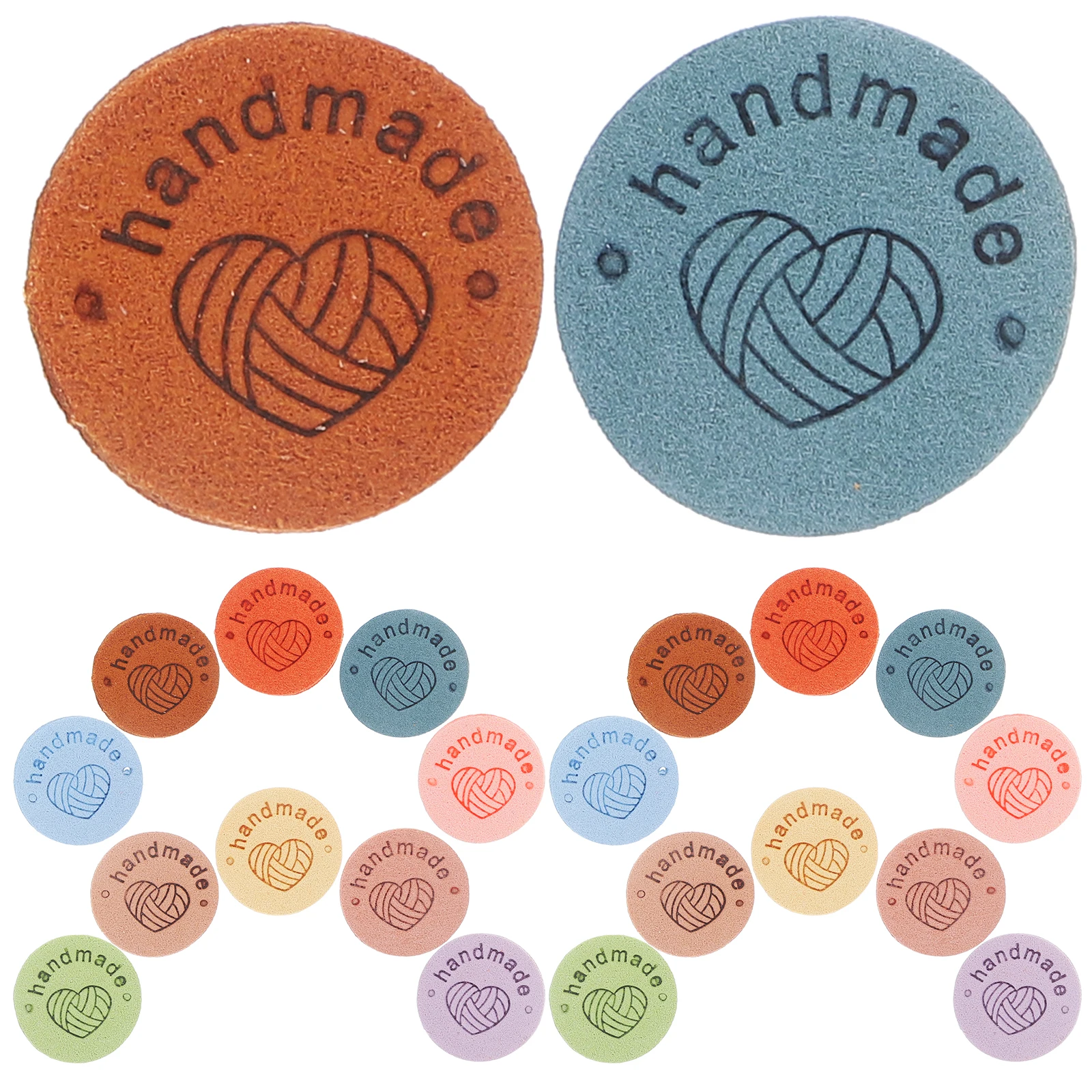 

40pcs Heart Shaped Labels for Sewing Clothes DIY Crafts Tags Embossed Suede Accessories Hole