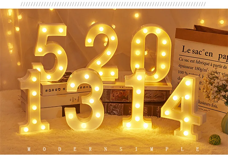 16/21CM DIY Leuchtende LED-Buchstaben Nachtlicht Kreative Buchstaben Alphabet Zahlen Batterielampe Romantische Partydekoration – Detail 8