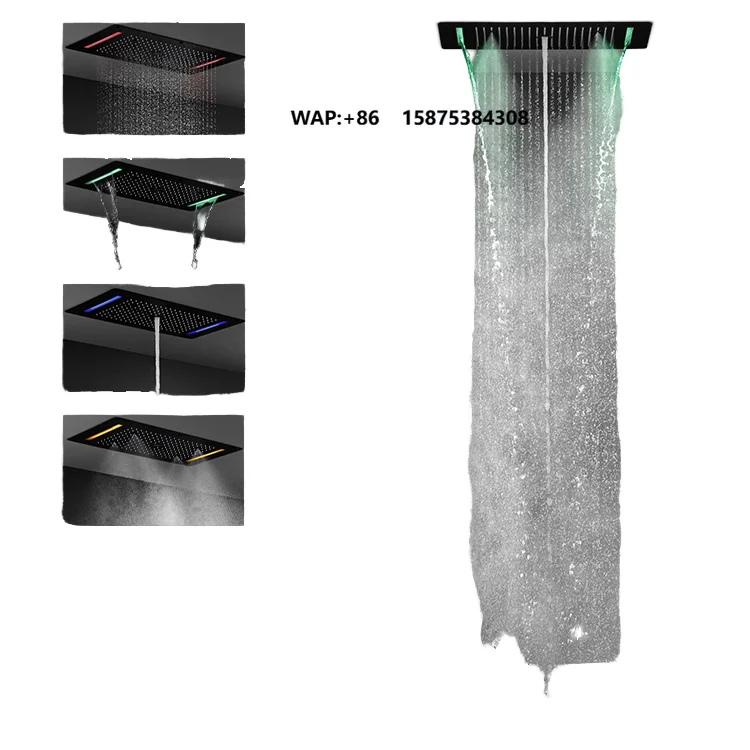 Newest Matte Black Stainless Steel Ceramic Valve Core Apartment Use Modern Design Bathroom Ceiling Shower Head Set Thermostatic