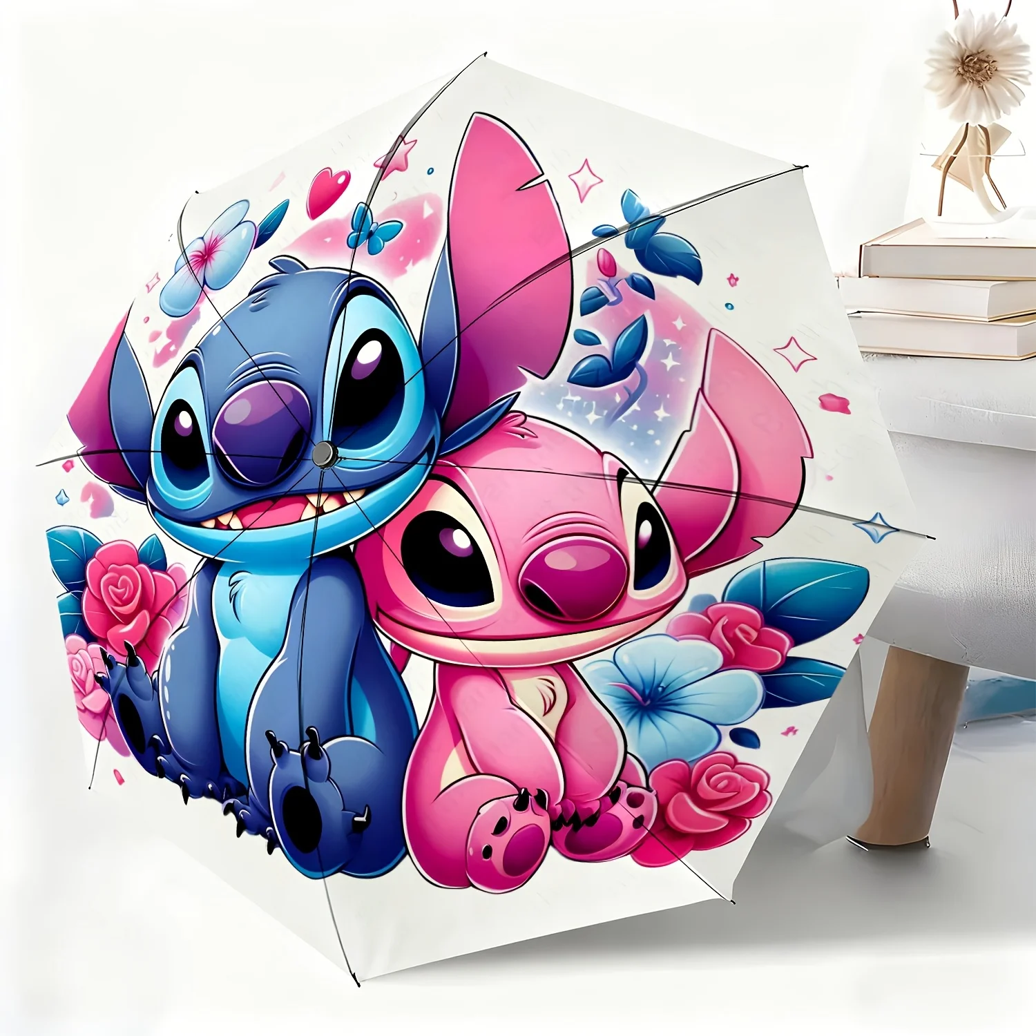 

1pc Umbrella Featuring Stitch, a Cute Cartoon Character, Fully Automatic And Suitable for All Occasions As a Sun And Rain Umbr