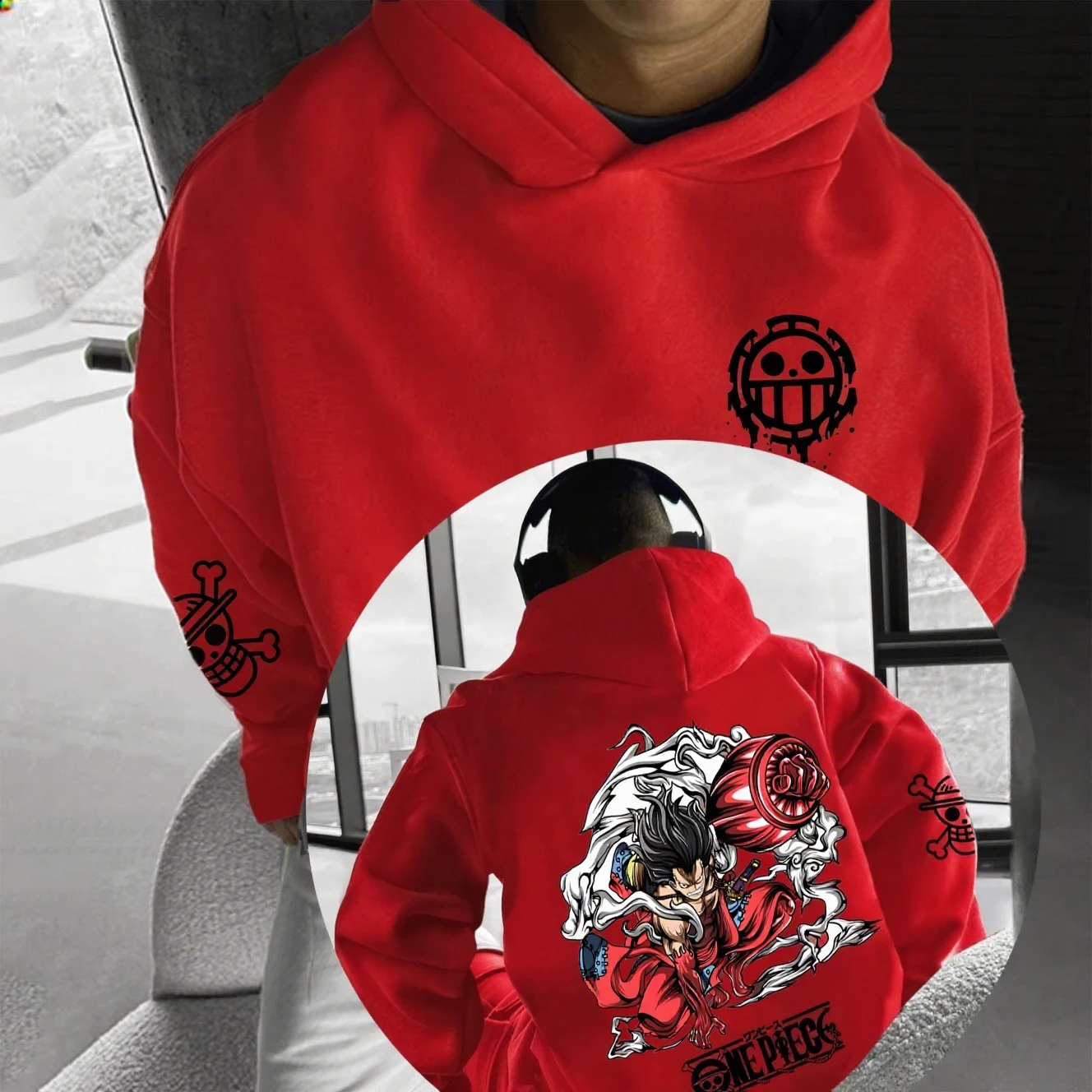 ONE PIECE Outono e Inverno Paixão Animação Personagem Clássico Multi-cor Homens e Mulheres Pai-Filho Casual Top