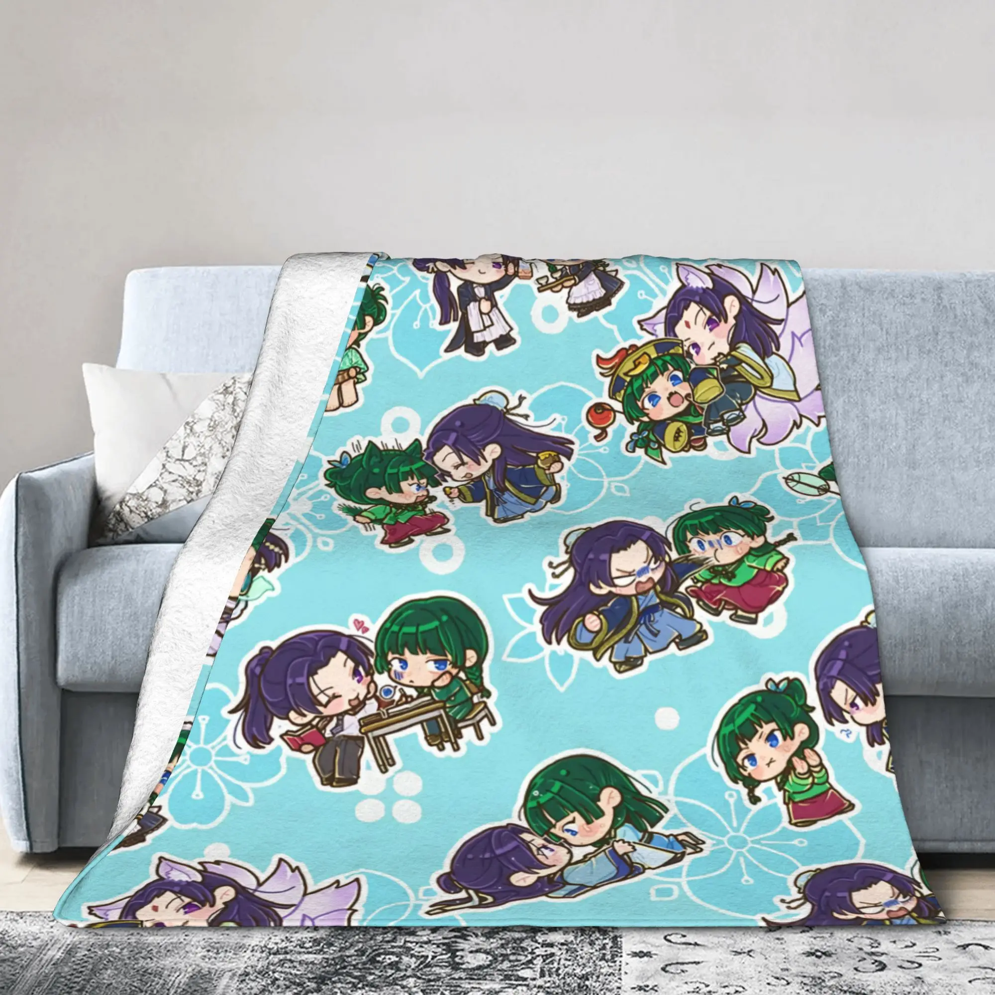 The Apothecary Diaries Anime Coral Fleece Plush Throw Blankets Chibi Maomao Jinshi Blanket for Sofa Travel Super Warm Quilt