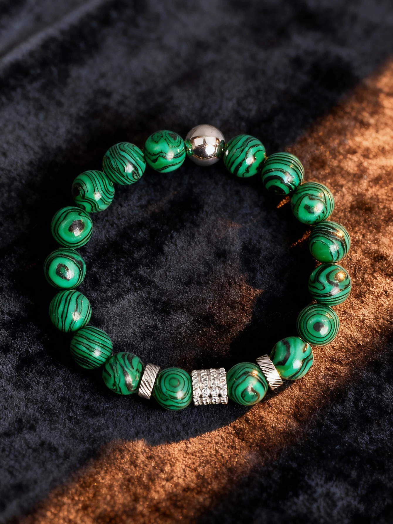 10 مللي متر الملكيت سوار مُزين بالخرز الخرز الحجر الطبيعي الأخضر مع فاصل الفولاذ المقاوم للصدأ والخرز الأسطواني لهدية مجوهرات حيوية