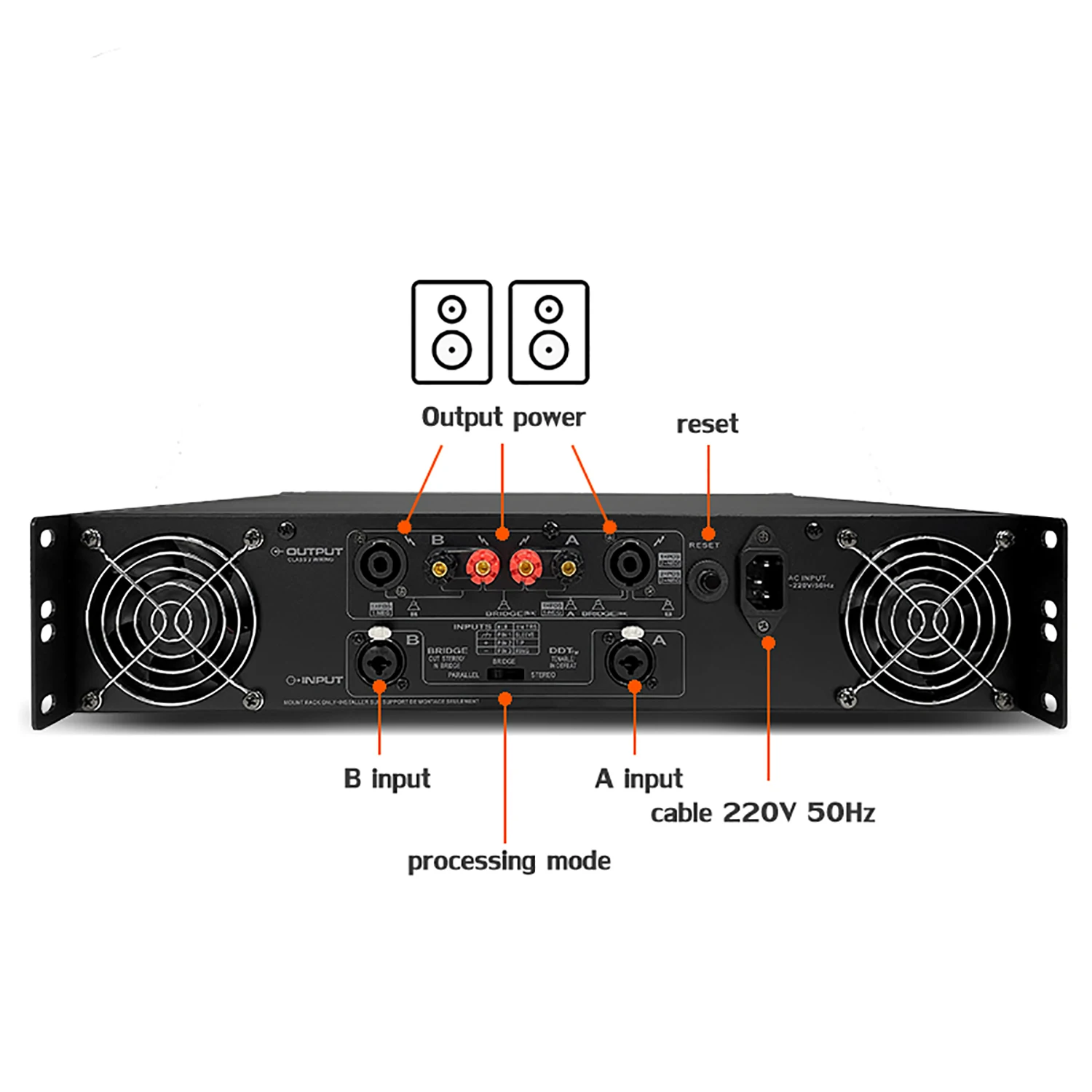 CS6000 Sound Standard 2 Channels Amplifier 1000 Watts Professional Power Stage Performance Audio Power Amplifier