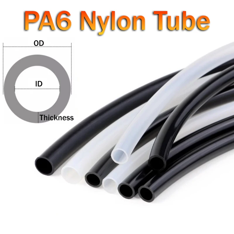 

Нейлоновая трубка PA, черный полупрозрачный внутренний диаметр 2,5/4/6/8/9/10 мм, пневматический воздушный компрессор высокого давления, гладкая жесткая полиамидная масляная труба