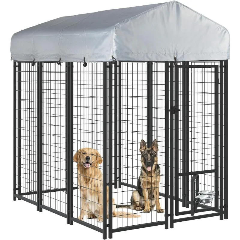 

6x4x6 FT Outdoor Dog Kennel for Large Dogs, with Secure Lock, Pet Pen with UV-Resistant Waterproof Roof Cover for Outside