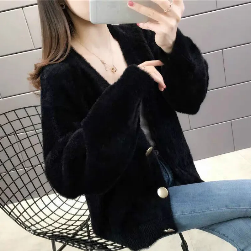 Sweaters Women Loose Comfortable Simple Warm All-match Elegant Knitted Wear Cardigan Long Sleeve Autumn V-Neck Ulzzang New Chic