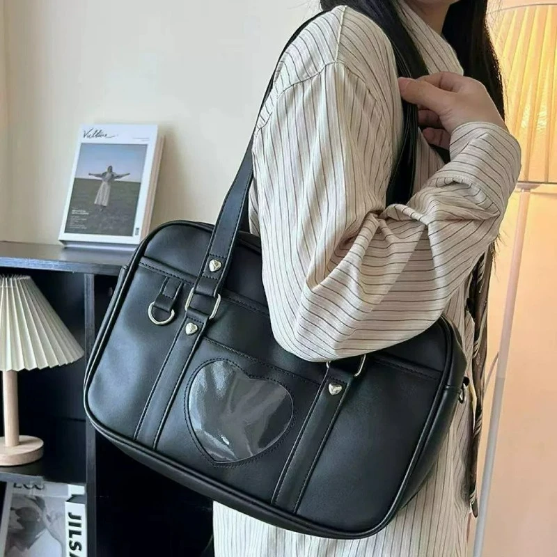

Japanese Lolita Cosplay JK School Uniform Anime Bags Fashion Heart PU Leather Women Student Handbag Cosplay Shoulder Bag