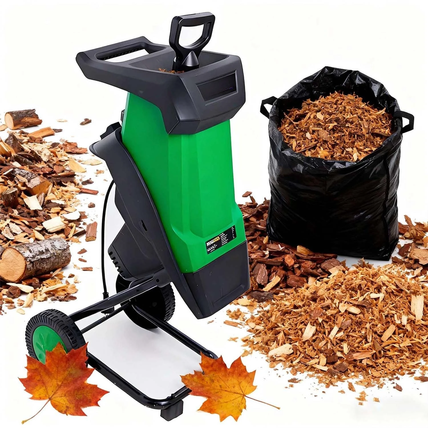Powerful 2400W Electric Wood Chipper Garden Shredder with 50L Collector, 40mm Branch Cutting Capacity, Quiet Leaf