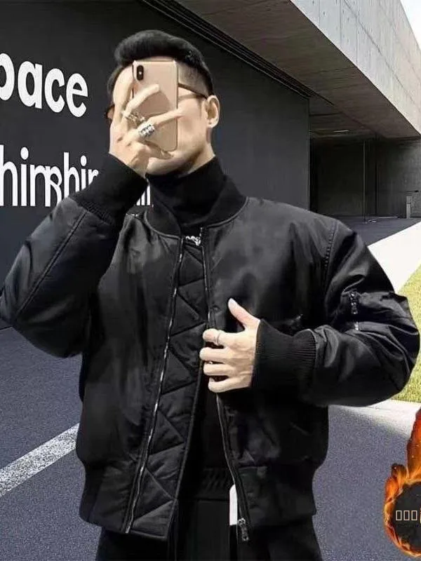 

Зимняя мужская хлопковая куртка 2025: модная, теплая, дышащая, с V-образным вырезом, повседневная, приталенная, утолщенная