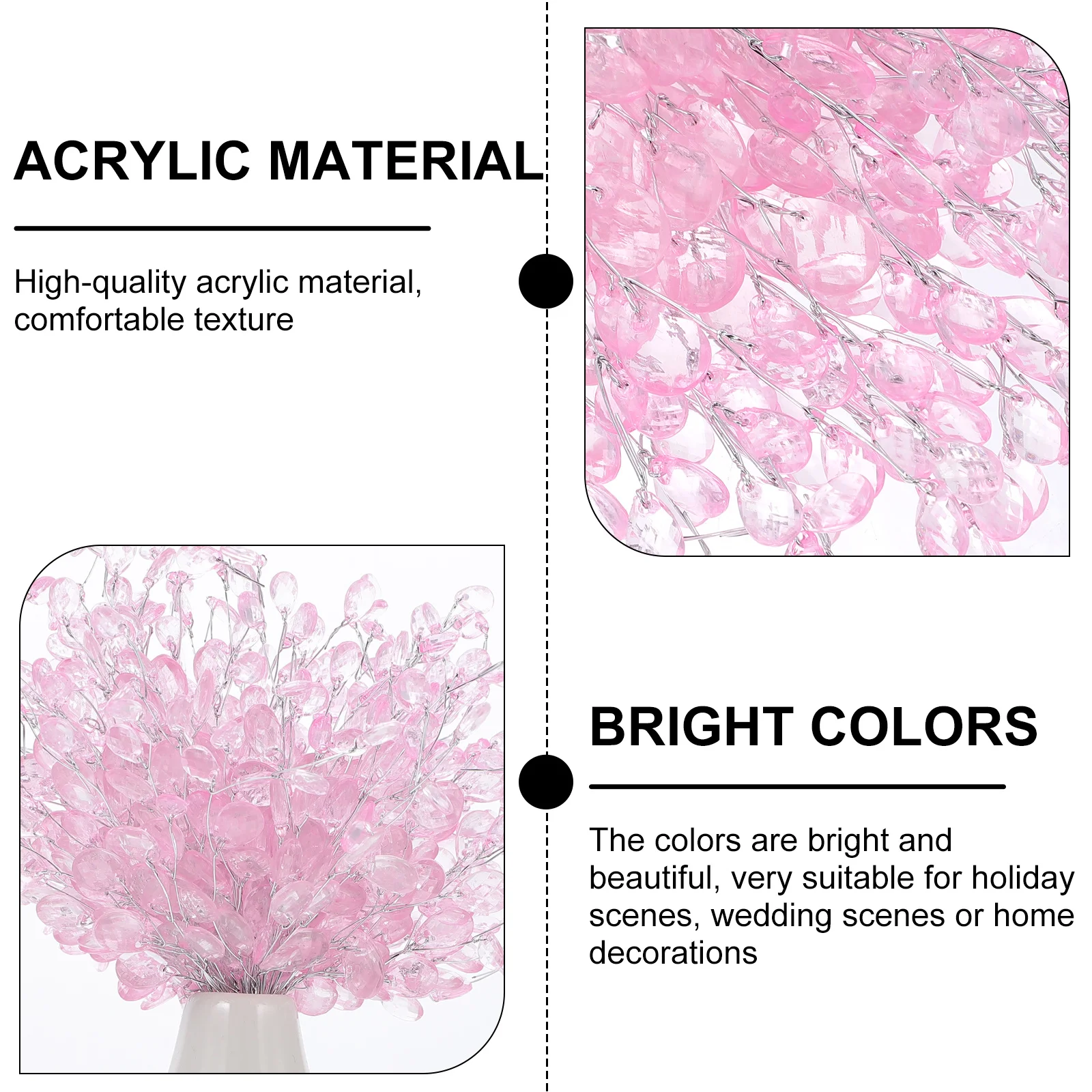 50pcs Acrylic Flower Beads Bouquet Decor Simulation Flower Decoration For Wedding Party Diy Headdress Craft Jewelry Making