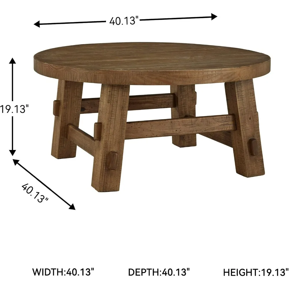 Signature Round Coffee Table in Warm Brown Finish