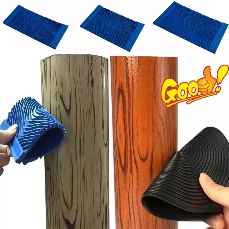 

Rubber Wood Graining Tool 3D Fake Grain Roller Painting with Handle DIY hand Tools Paint Like for Wall Room Art Paint Decoration