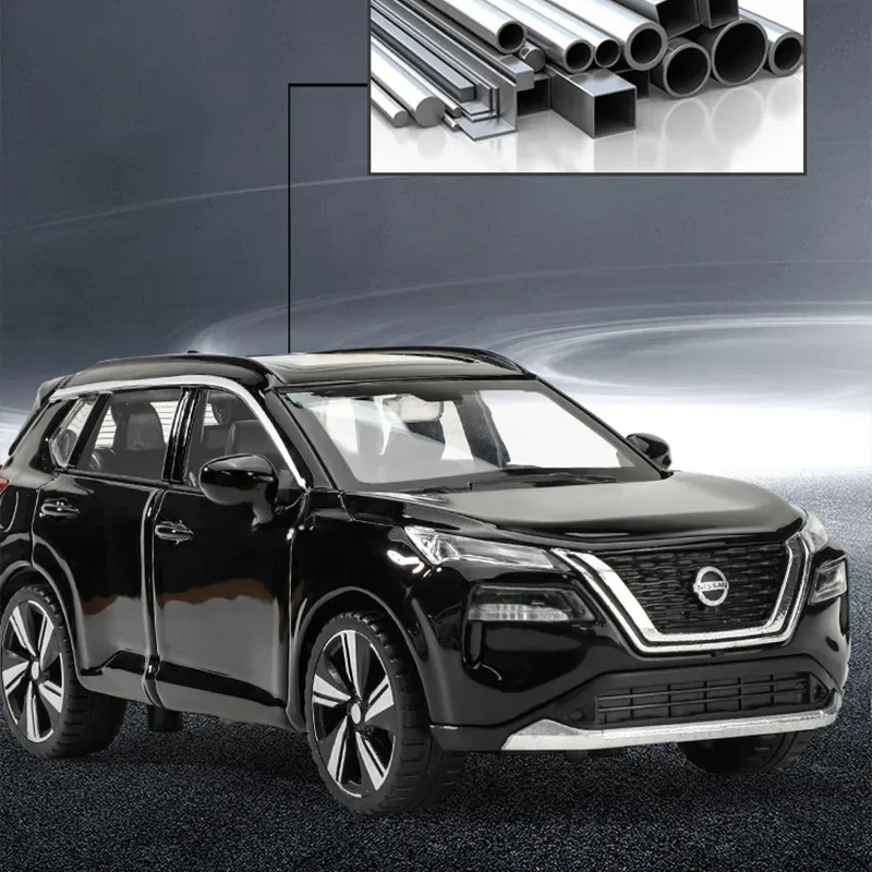 Nissan X-TRAIL SUV 1:32, modelo de aleación de Metal fundido a presión de alta simulación, sonido de coche, luz, colección extraíble, juguetes para niños, regalos