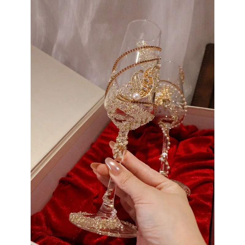 Champagne wedding toast glass creative champagne glass wedding gift merard color DIY material package