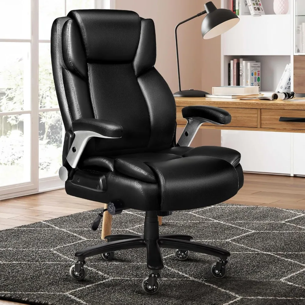 

600lbs Big and Tall Office Chair with Flip up Armrest, Large Heavy Duty with Ergonomic Lumbar Support, Executive Office Chair