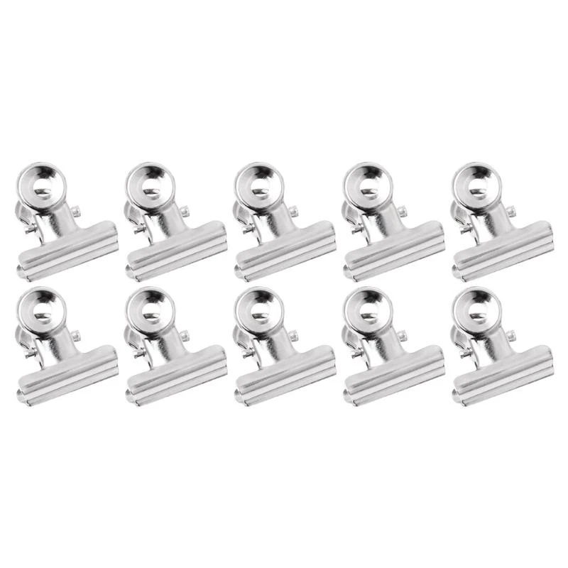 XX9B 10Pcs Metal Grip Clip Sealer Bag Clamp Paper Document Ticket Binder
