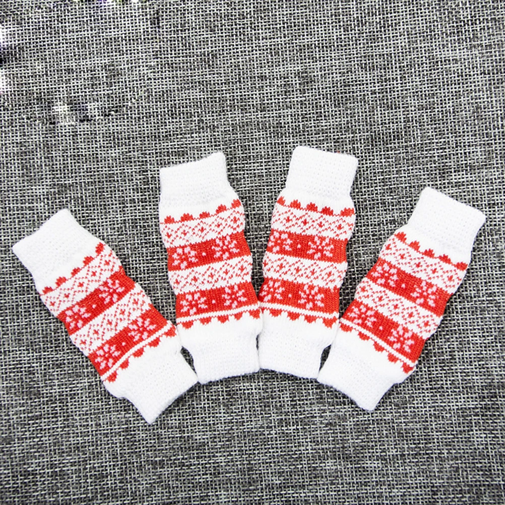 

4Pcs Pet Leg Sleeve Anti-Urine Protective Cover Warm Knee Pad Secure Fit Dog Leg Protectors Size S Christmas Snow