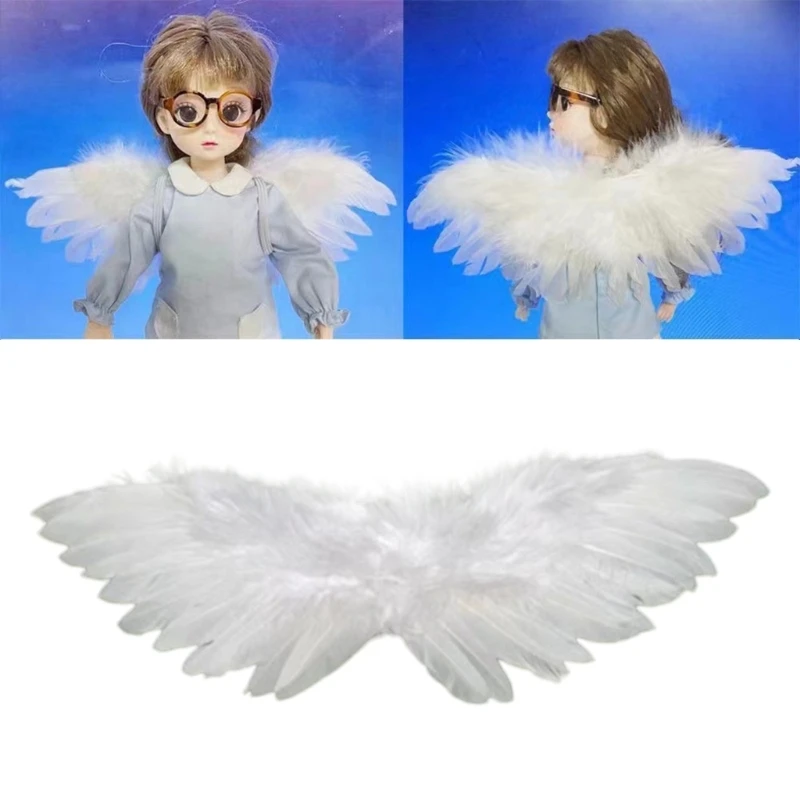 Soft Plush Black Costume Accessory Funny Feathered Wing with Comfortable Straps for Party and Performances Gear 87HA