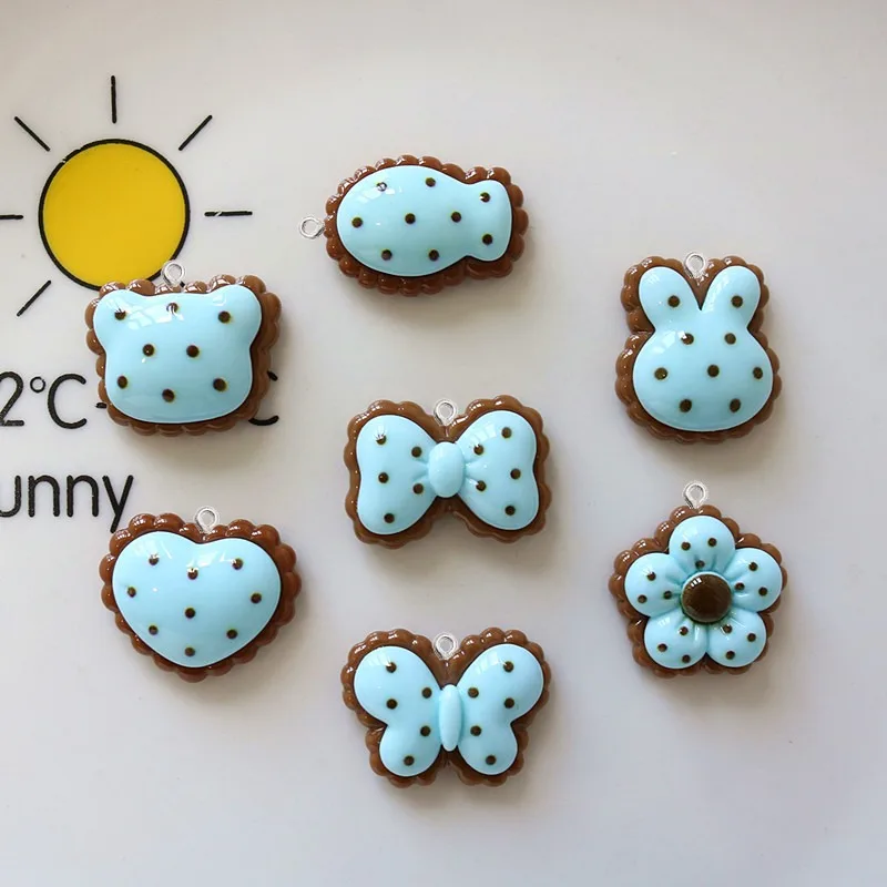 10Pcs Cartoon Rabbit Heart Bowknot Flower Resin Pendants DIY Jewelry Making Supplies Keychain Earrings Necklace Art Accessories