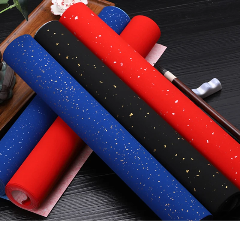 Xuan Paper Color Gold Foils Half Ripe Xuan Paper Chinese Couplet Cursive Calligraphy Paper Thicken Color Paper Cutting Papier