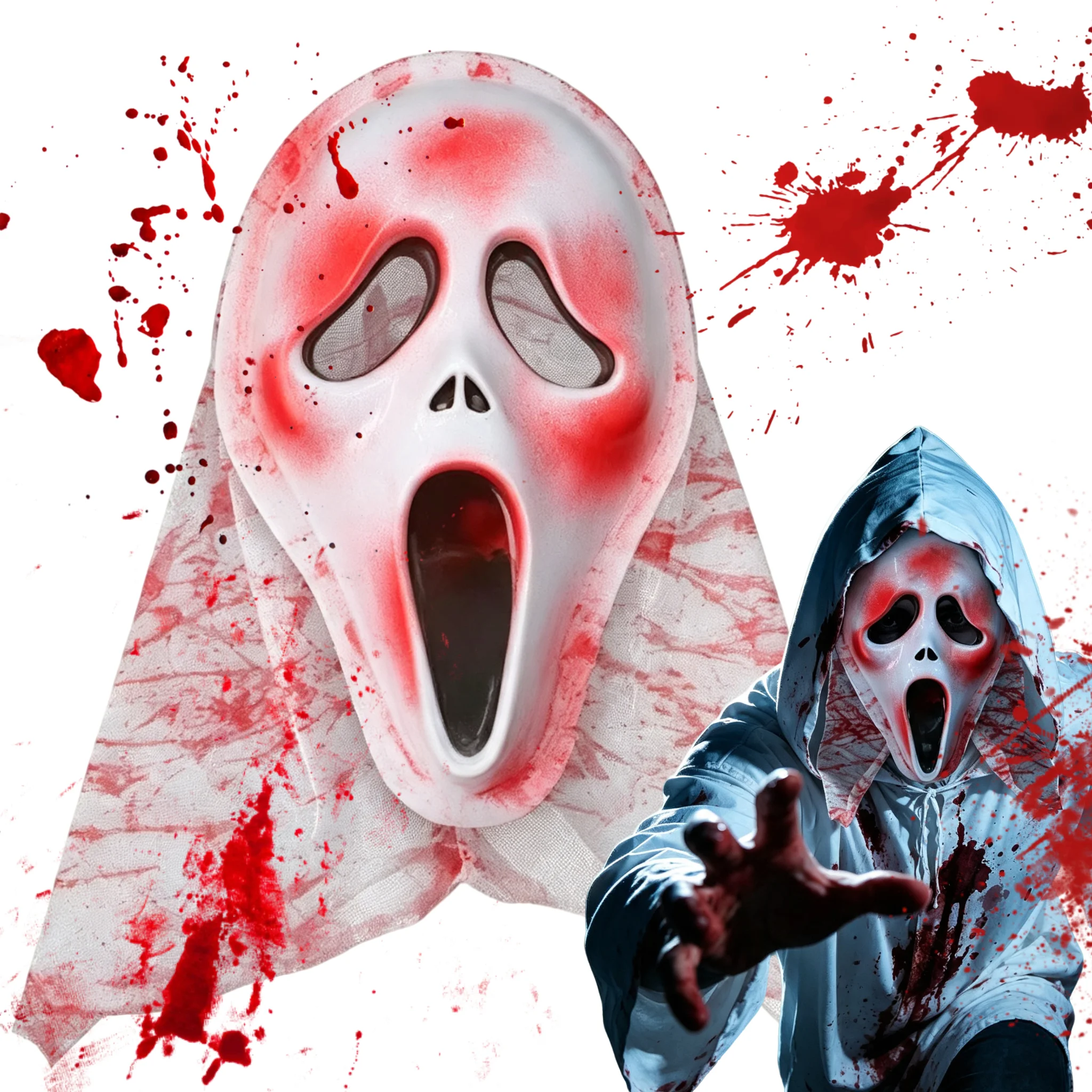 1Pcs Dark Scream Face Mask, creepy ghost design, ideal for Halloween, party dressing, horror cosplay and gift giving