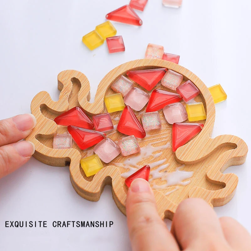 Marine Animal Mosaic Coaster Bamboo Base DIY Stress Relief Handmade Cup Mat Crafts Home Decor Adults Christmas Birthday Gifts