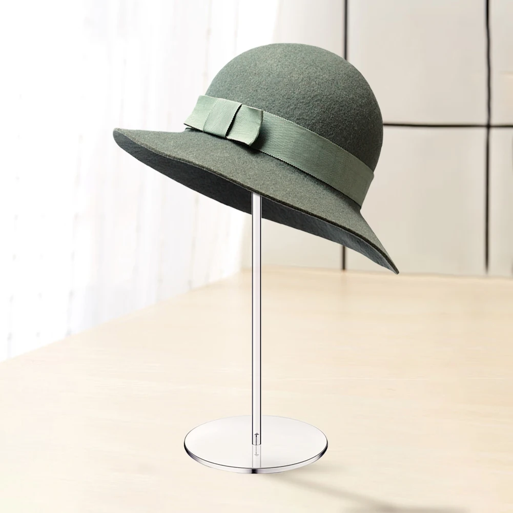 

Acrylic Baseball Cap Storage Rack Barbell Pedestal Round Cap Support Frame Sturdy Wig Display Rack Easy Cleaning Home Decoration