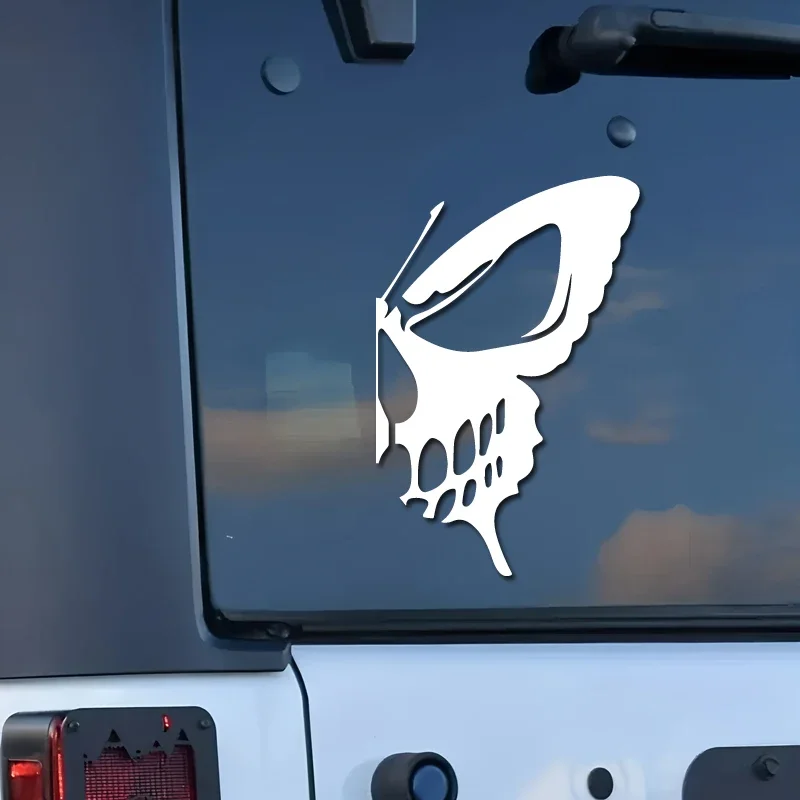 Humorous Skull Butterfly Car Sticker, Waterproof Vinyl Decal for Car Truck Motorcycle Laptop Decor Accessories